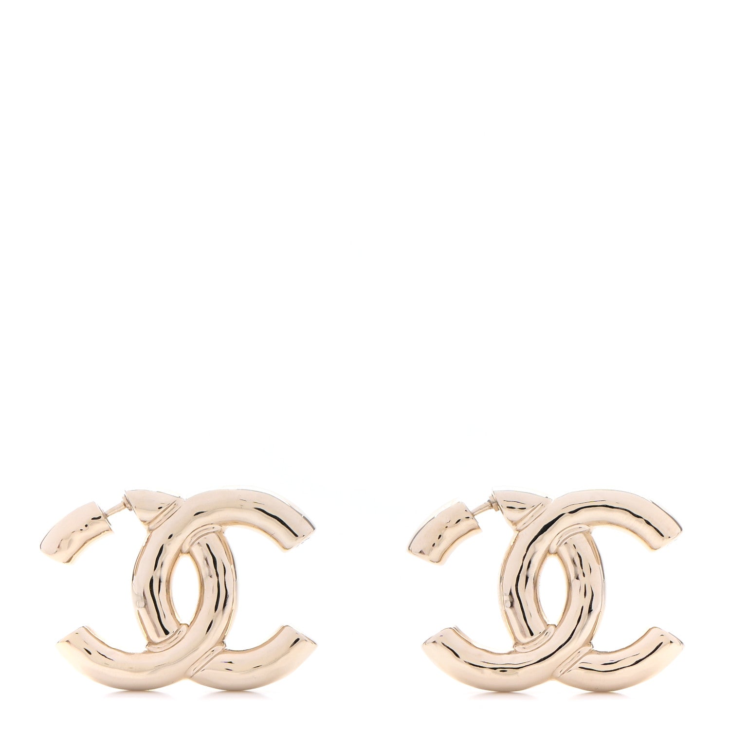 Chanel Metal Large CC Earrings Light Gold 1 of 4
