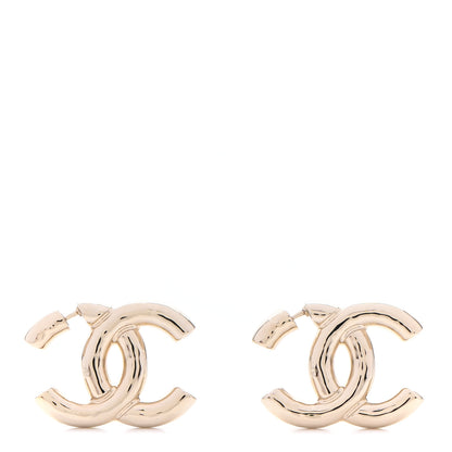 Chanel Metal Large CC Earrings Light Gold 1 of 4