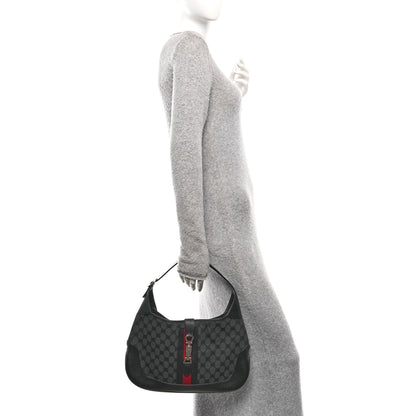 Gucci X BALENCIAGA Supreme Monogram Calfskin Web Medium Jackie 1961 Hobo Black 2 of 10