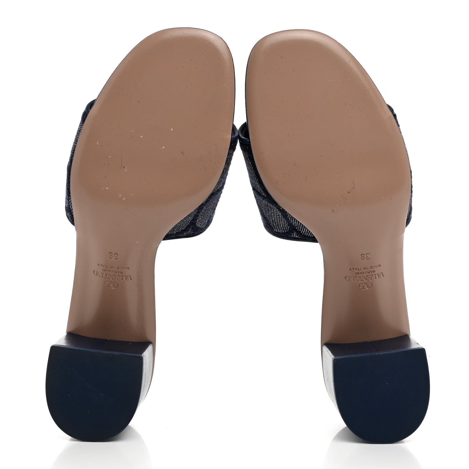 Valentino Garavani Toile Iconographe Cotton Vlogo Slide Sandals 39 Melange Denim 5 of 11