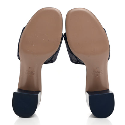 Valentino Garavani Toile Iconographe Cotton Vlogo Slide Sandals 39 Melange Denim 5 of 11