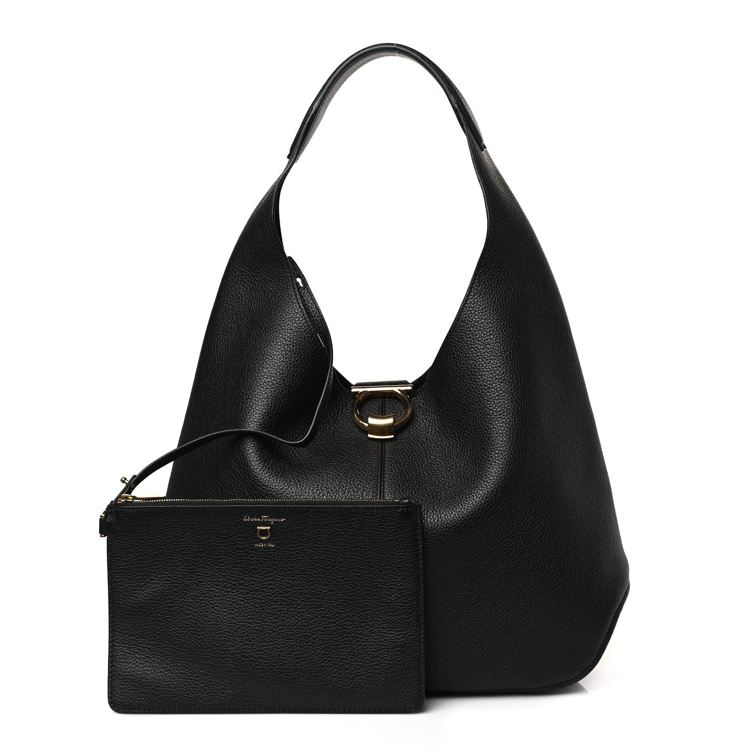 Salvatore Ferragamo Calfskin Margot Hobo Black 1 of 9