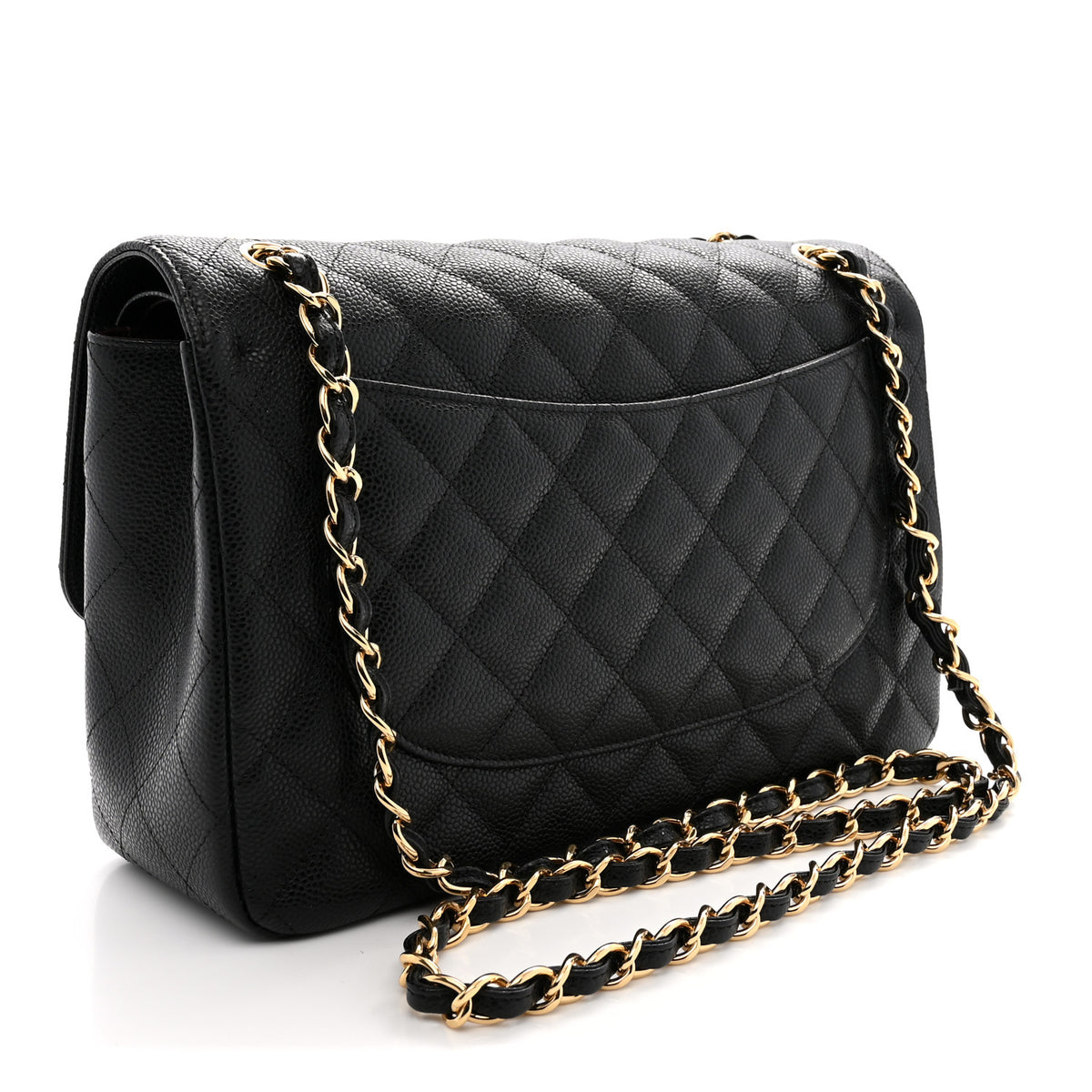 Caviar Quilted Jumbo Double Flap Black