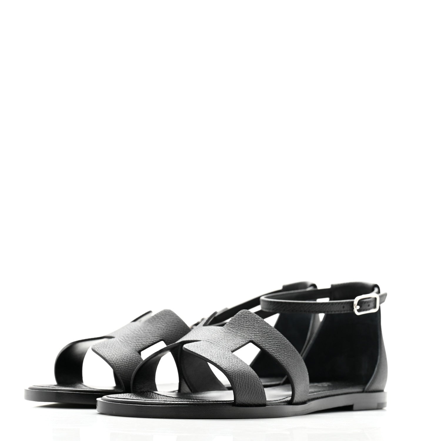 Hermes Epsom Santorini Sandals 38 Black 3 of 10