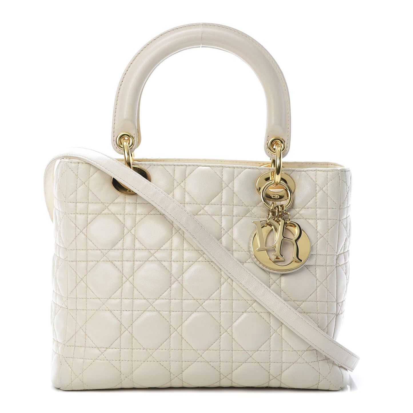 Lambskin Cannage Medium Lady Dior White