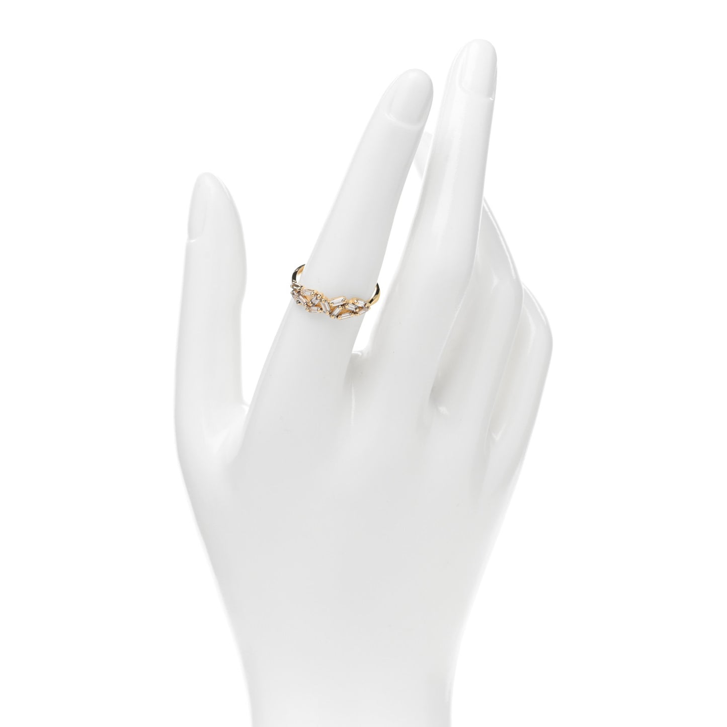 18K Yellow Gold Diamond Baguette Fireworks Ring 55 7.25
