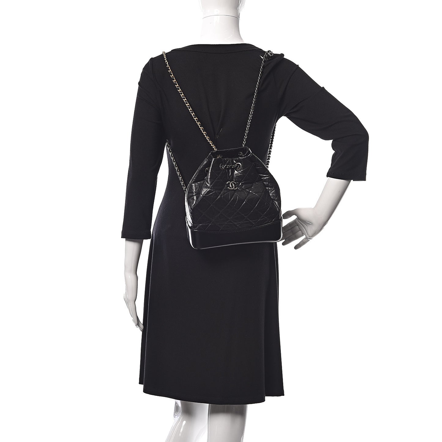 Aged Calfskin Quilted Small Gabrielle Backpack Black