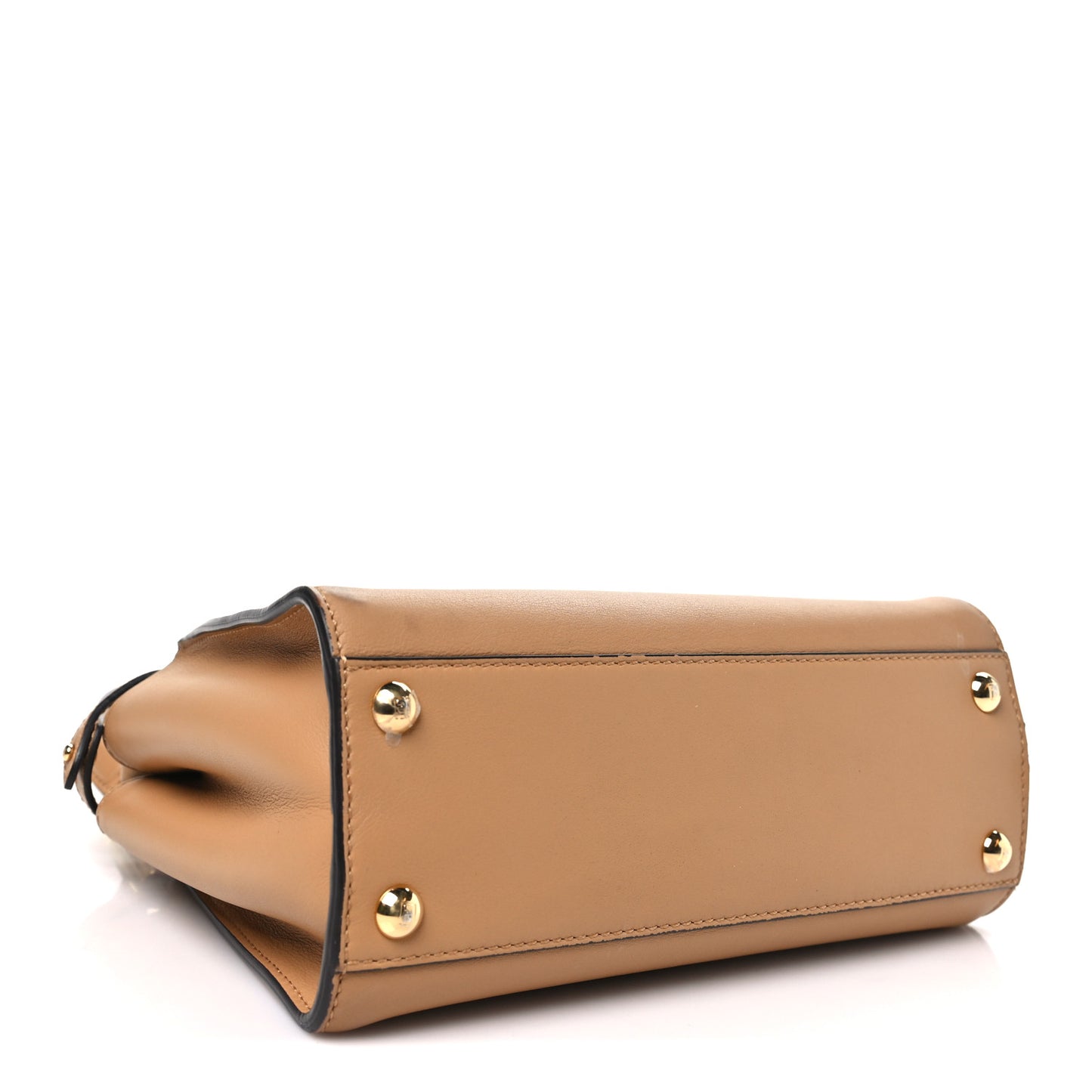 Vitello Seta Nappa FF Embossed Mini Peekaboo Iconic Satchel Miele Scuro Miele Scuro