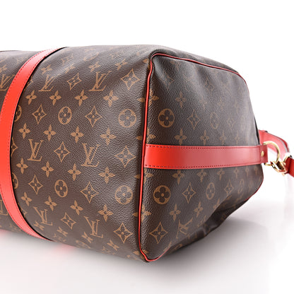 Louis Vuitton Calfskin Monogram Keepall Bandouliere 50 Coquelicot 8 of 10