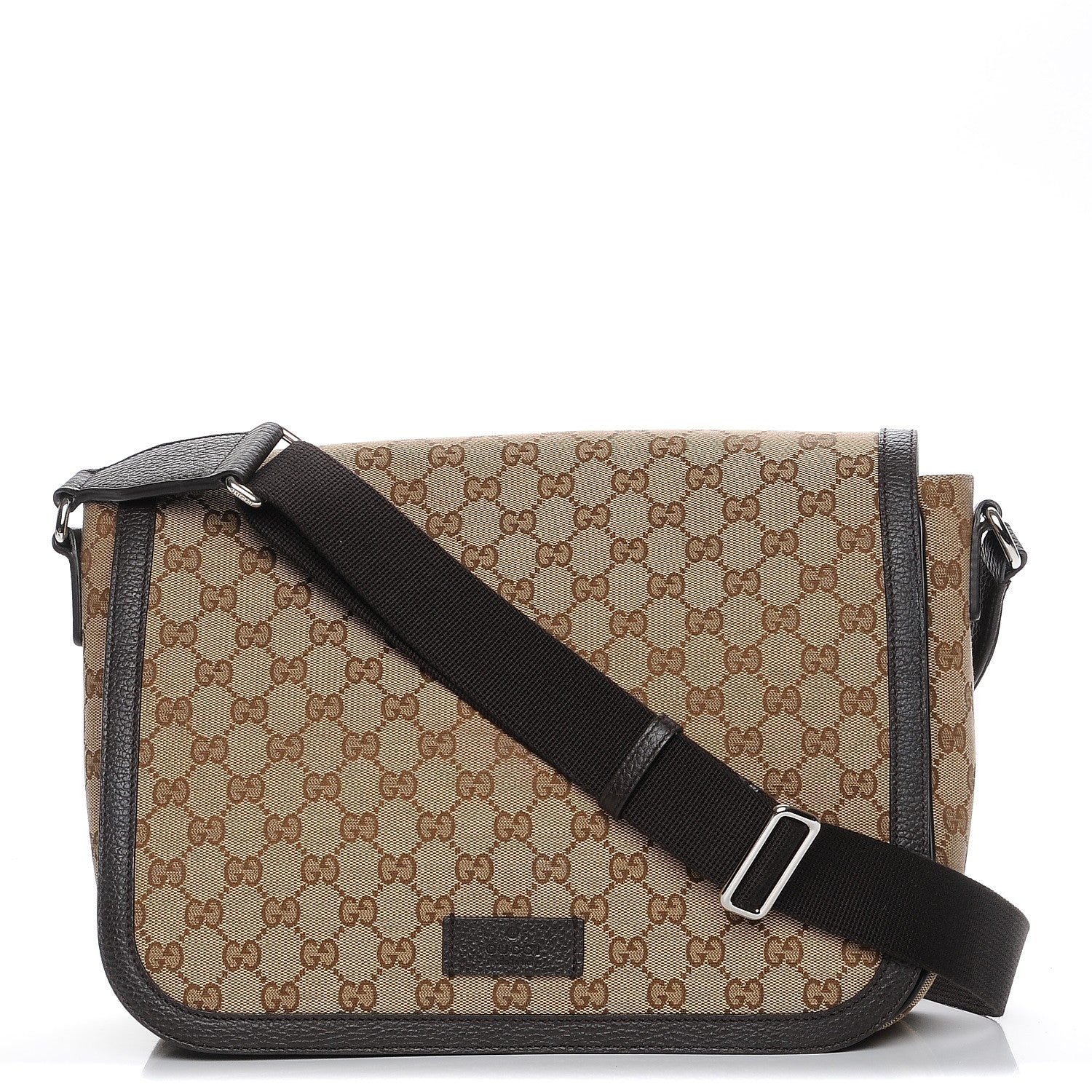 Gucci Monogram Large Flap Messenger Bag Beige Dark Brown 1 of 7