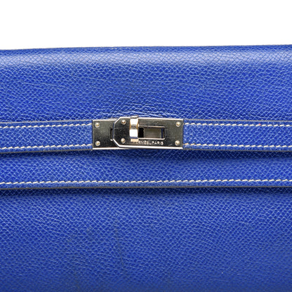 Hermes Epsom Kelly Longue Wallet Bleu Electrique Cobalt 2 of 9