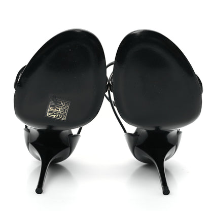 Saint Laurent Patent Cassandra 100 Ankle Strap Sandals 37 Black 6 of 10