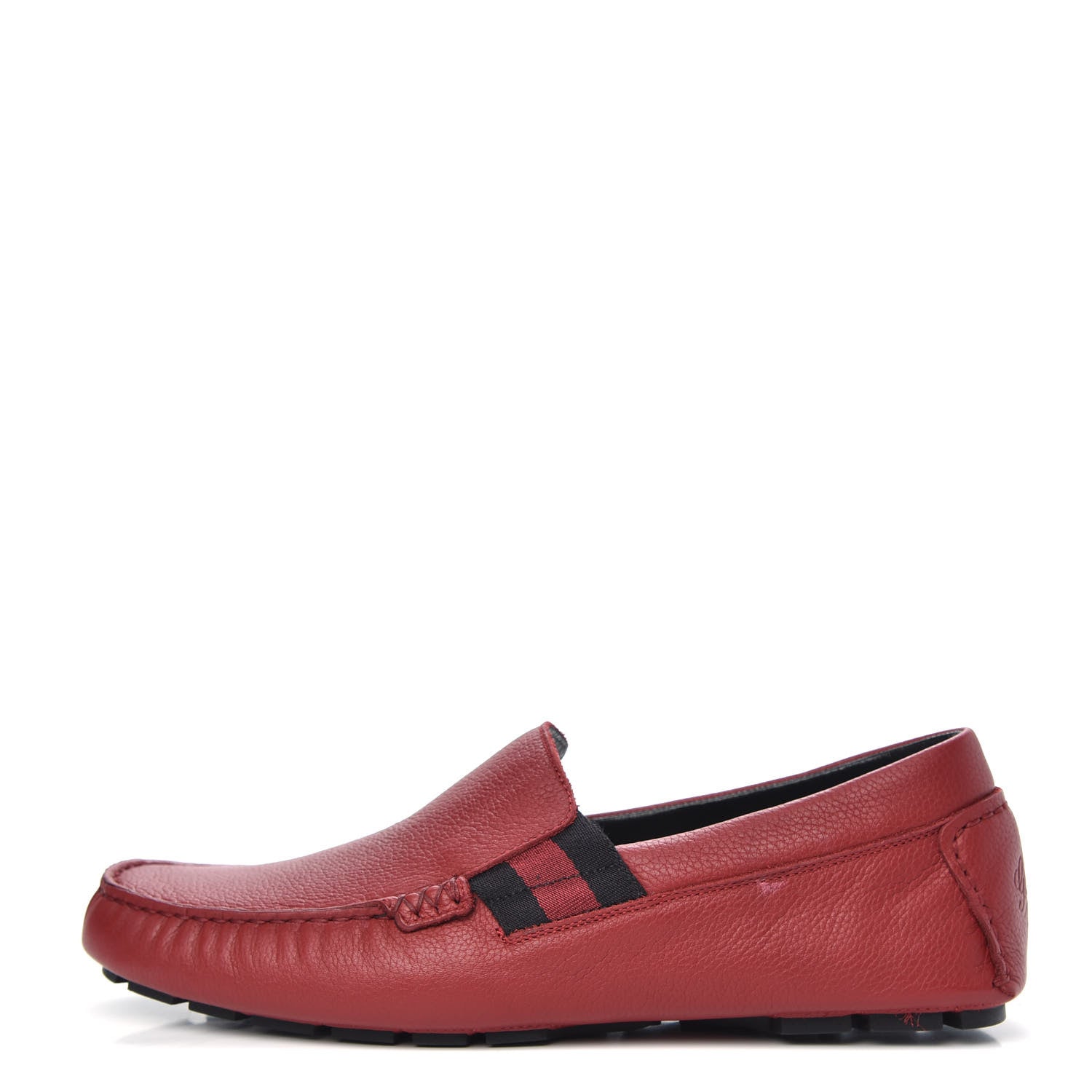 Gucci Calfskin Web Mens Driver Loafers 7.5 Red 1 of 10