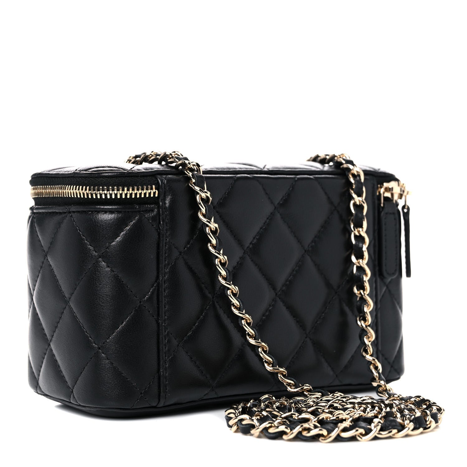 Chanel Lambskin Quilted Small Vanity Case With Chain Black 3 of 9