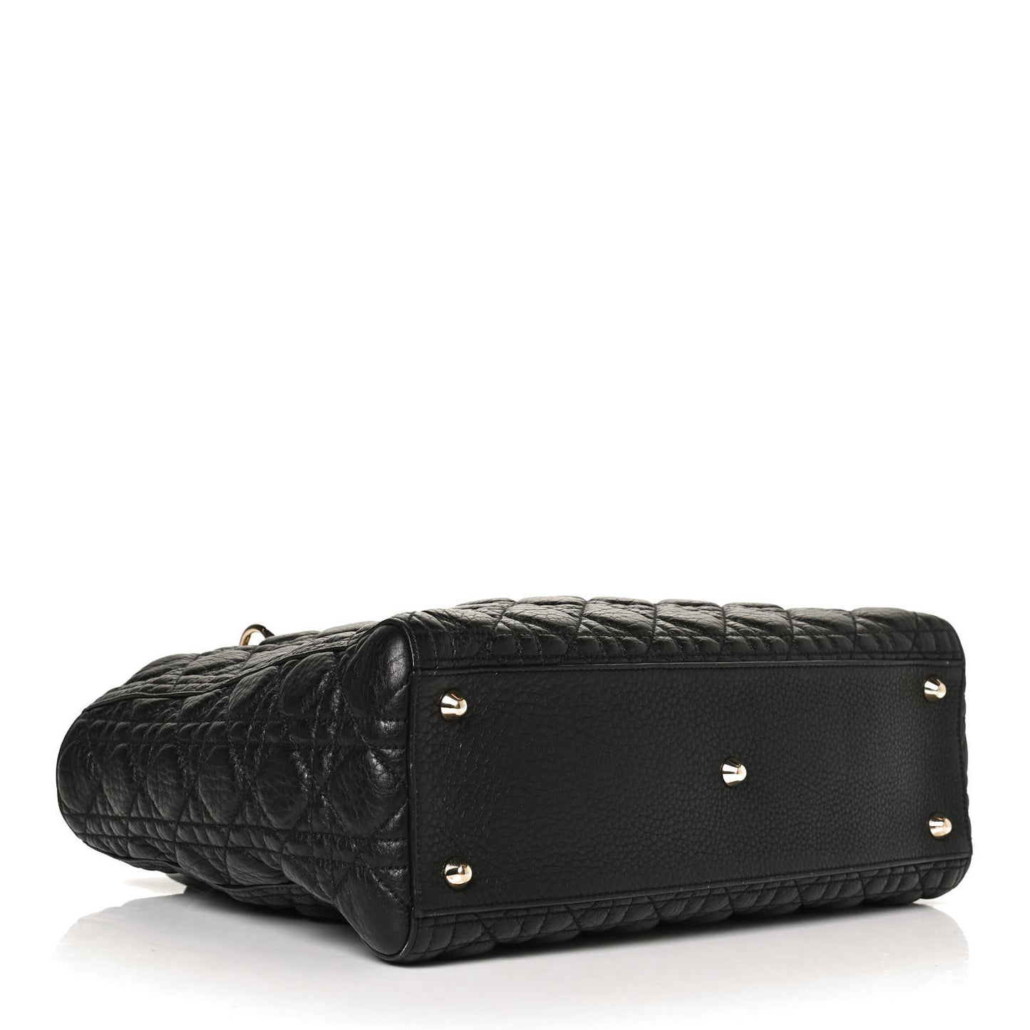 Grained Calfskin Cannage Large Supple Lady Dior Black