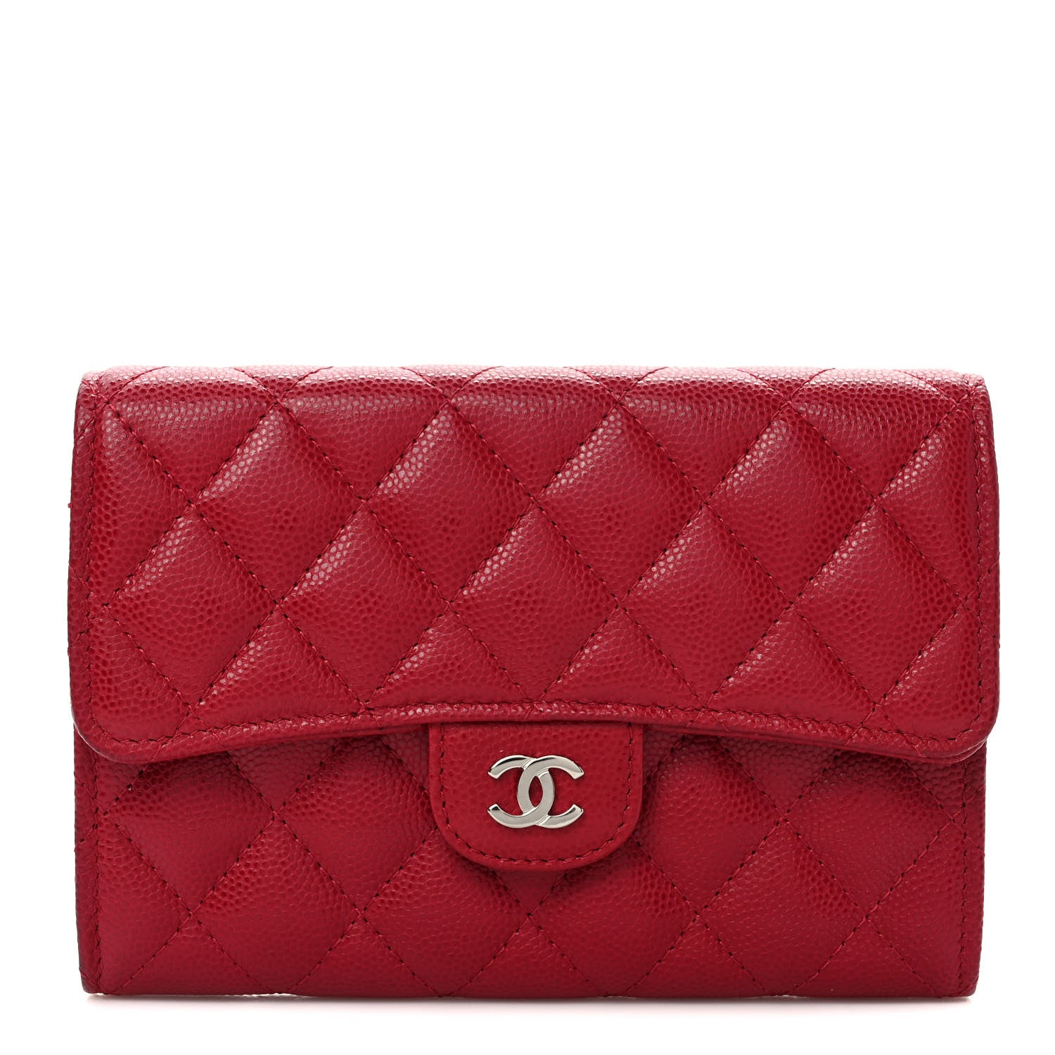 Chanel Caviar Quilted Medium Flap Wallet Dark Pink 1 of 8