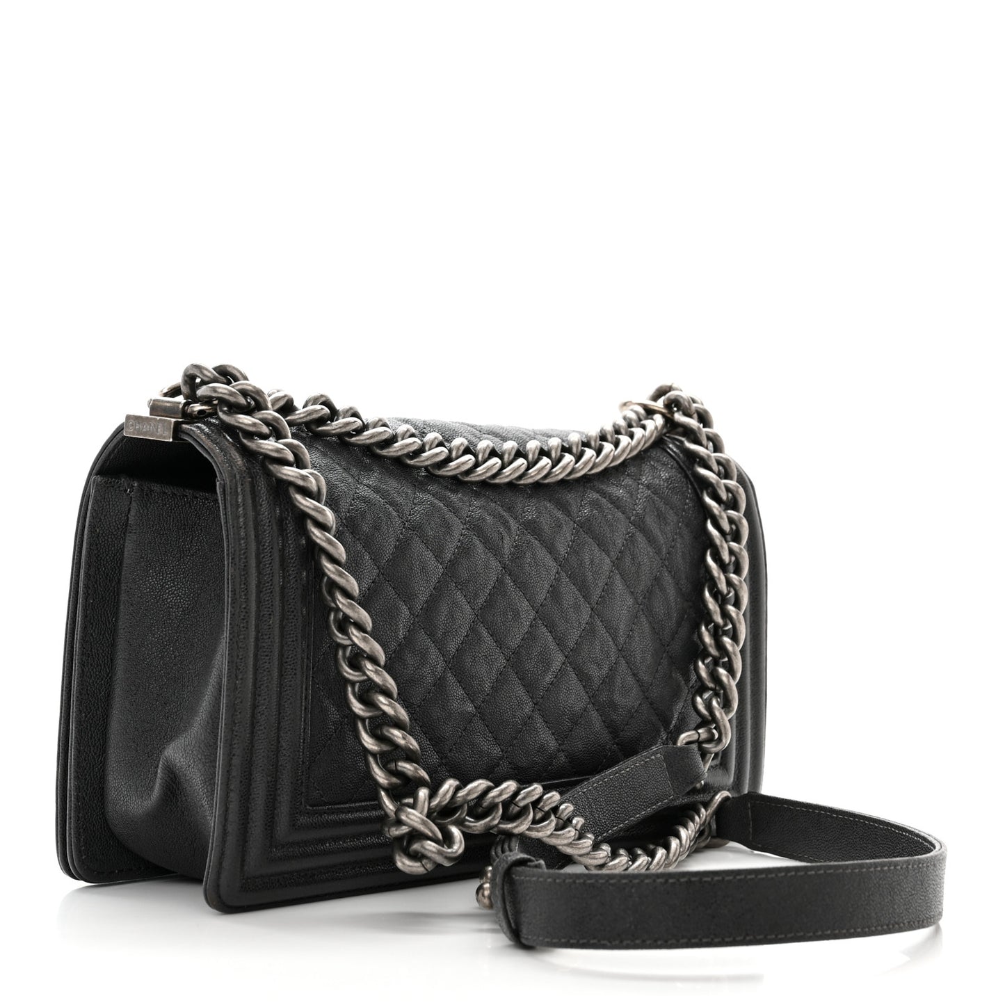 Caviar Quilted Medium Boy Flap Charcoal