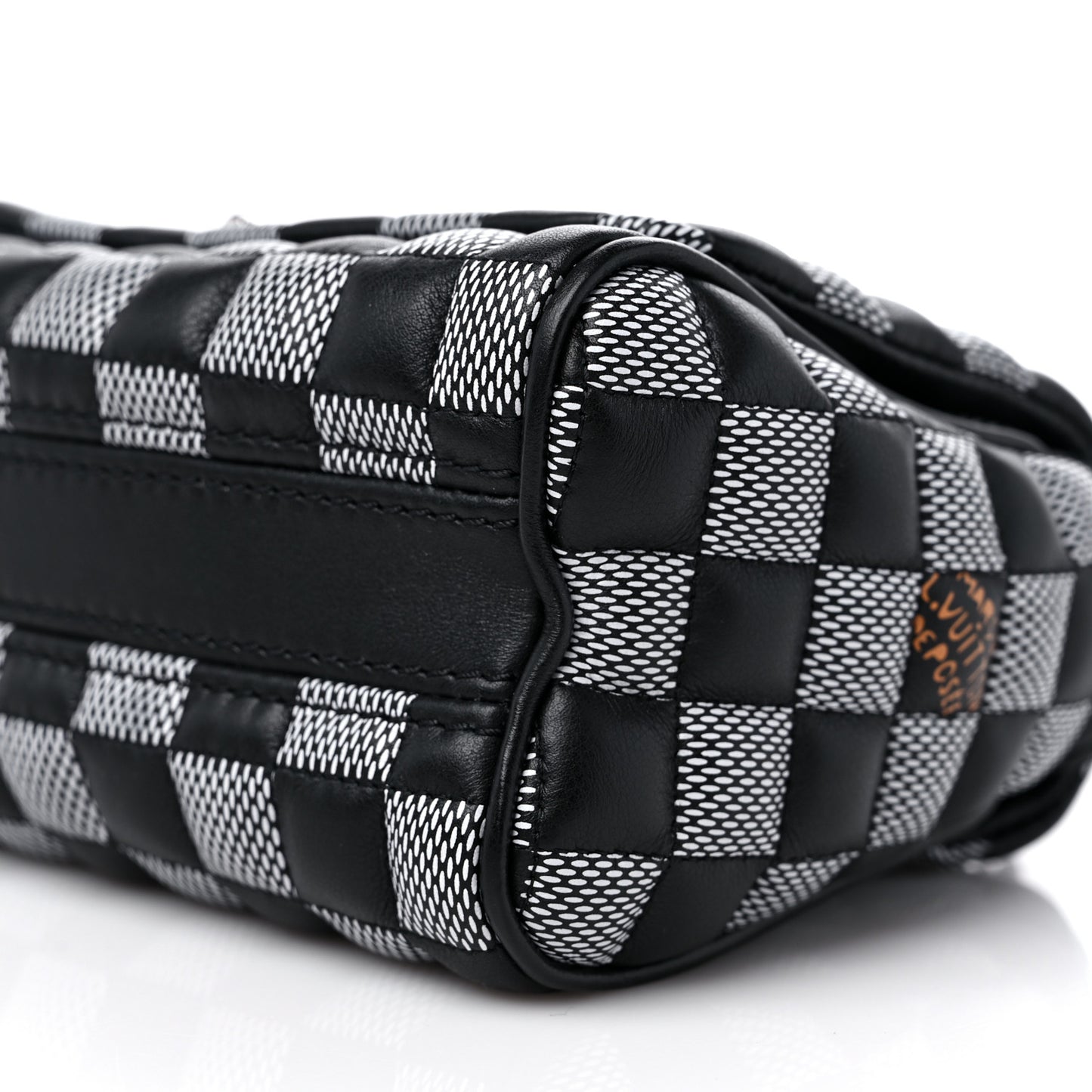 Calfskin Damier Twist Shoulder Bag BB Black White