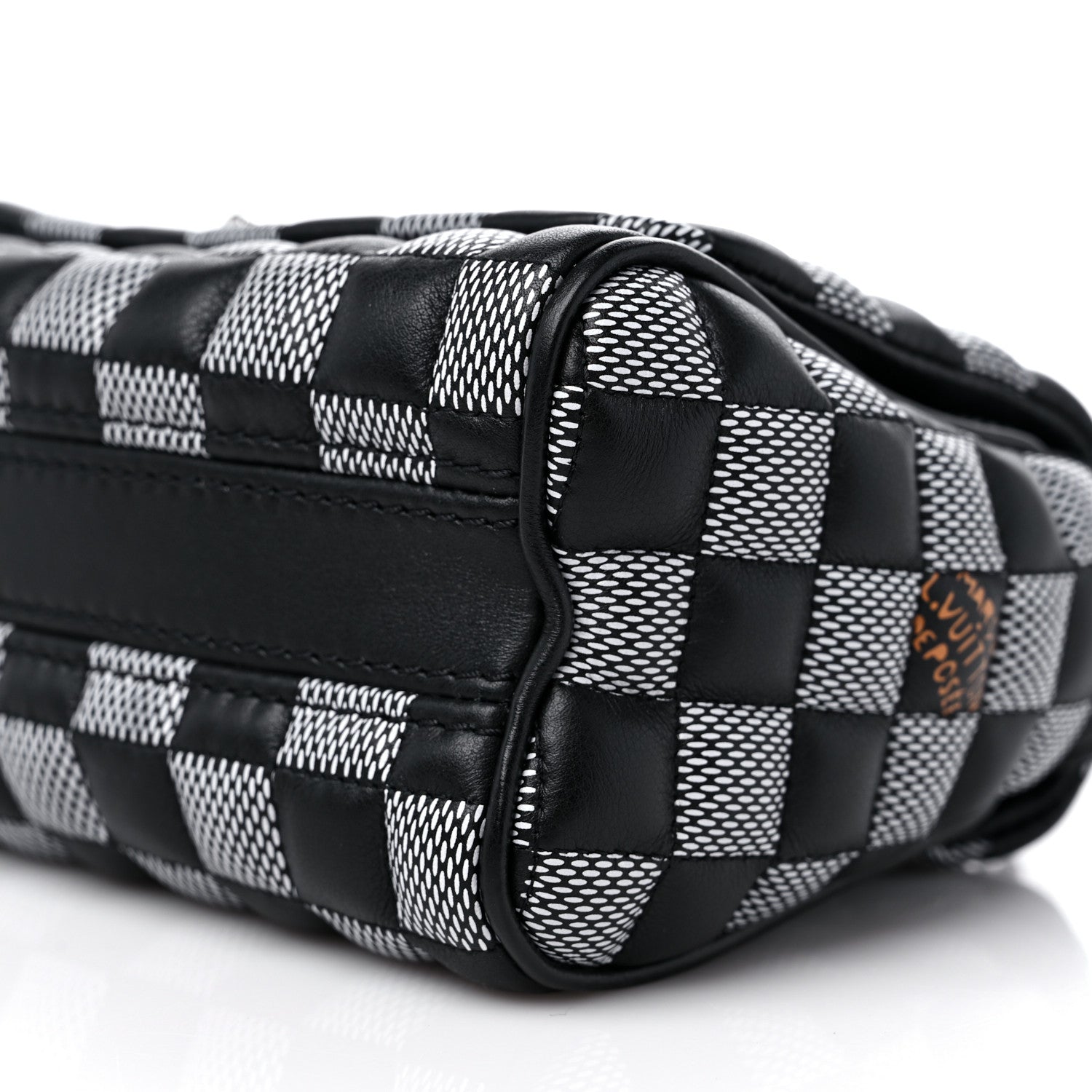 Louis Vuitton Calfskin Damier Twist Shoulder Bag BB Black White 9 of 10