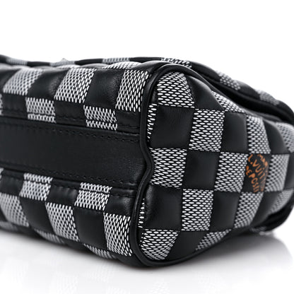 Louis Vuitton Calfskin Damier Twist Shoulder Bag BB Black White 9 of 10