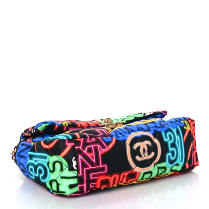 Chanel Fabric Printed Medium Chanel 19 Flap Black Multicolor 4 of 10