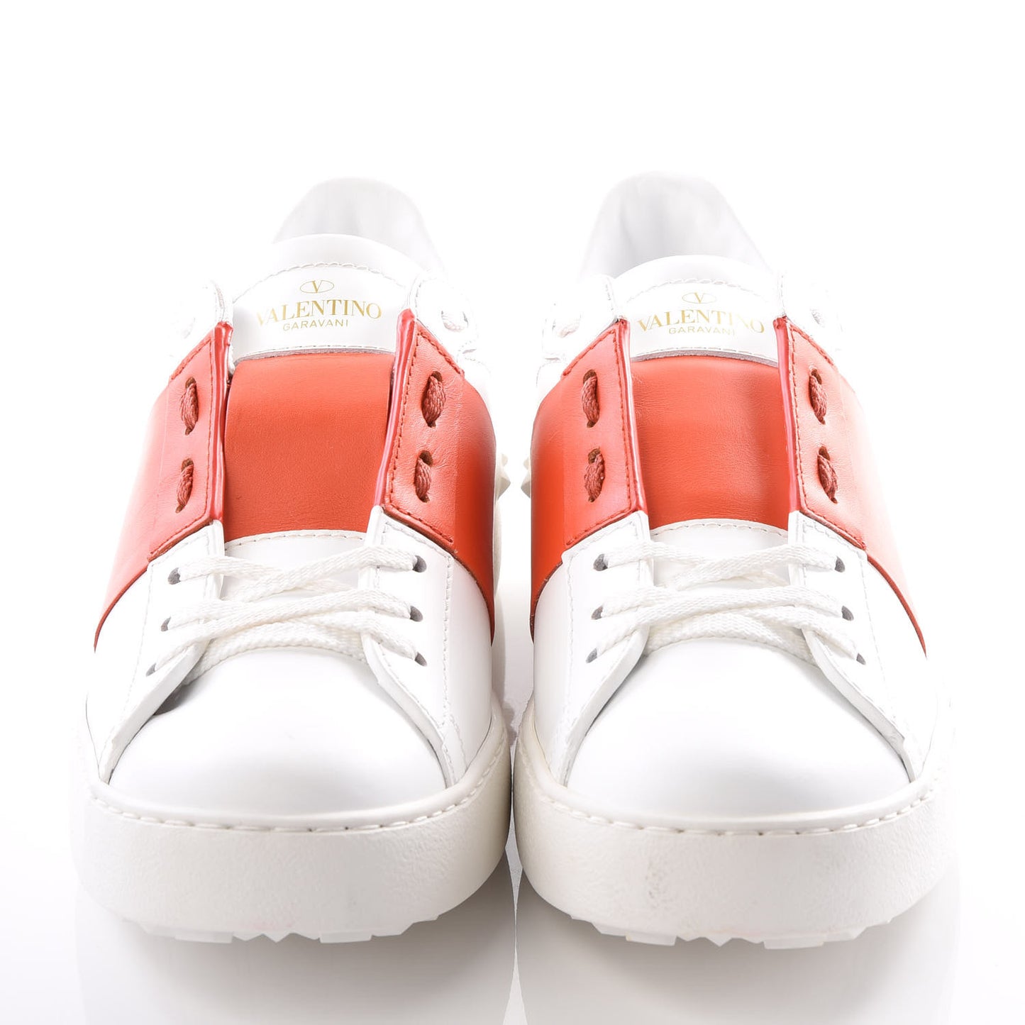 Calfskin Womens Rockstud Open Sneakers 41 White Goldfish