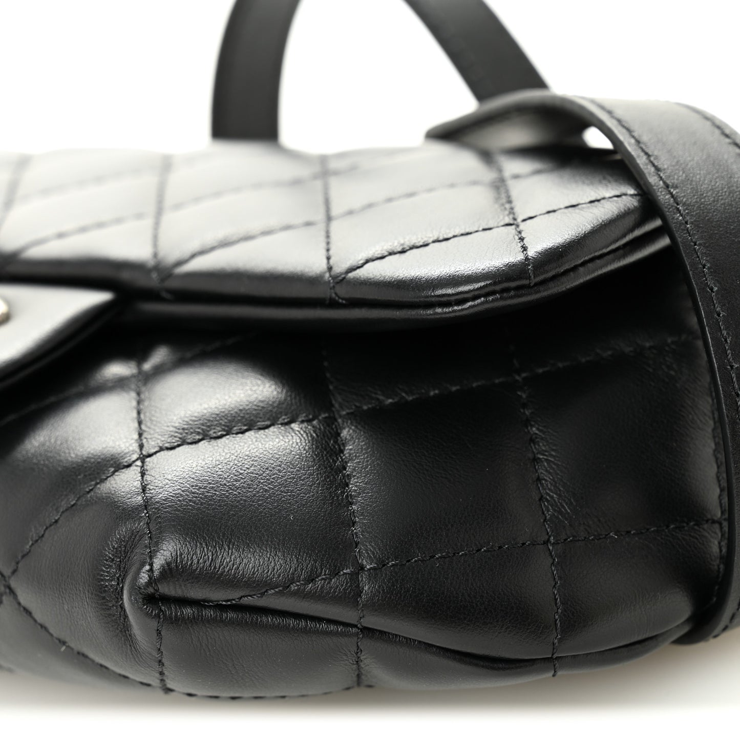 Calfskin Quilted CC Uniform Flap Belt Bag Black