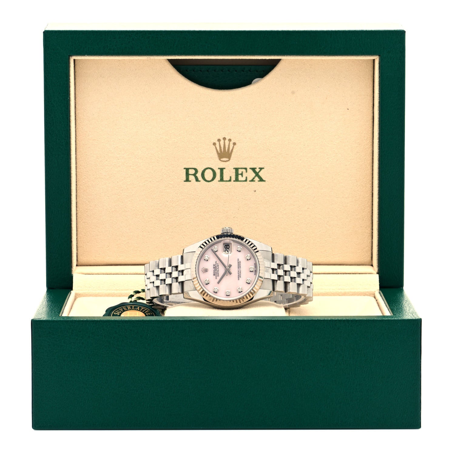 Rolex Stainless Steel 18K White Gold Diamond Pink Mother of Pearl 31mm Oyster Perpetual Datejust Watch 178274 5 of 5