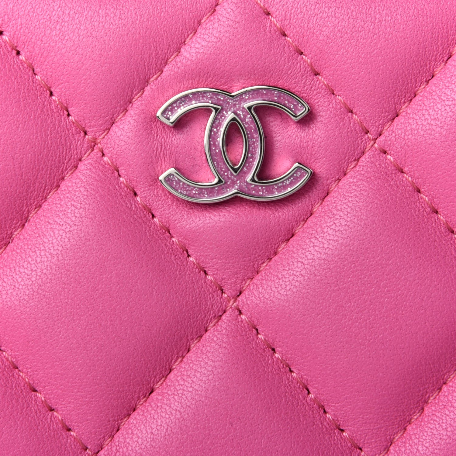 Chanel Lambskin Quilted Small Cosmetic Case Pink 5 of 5
