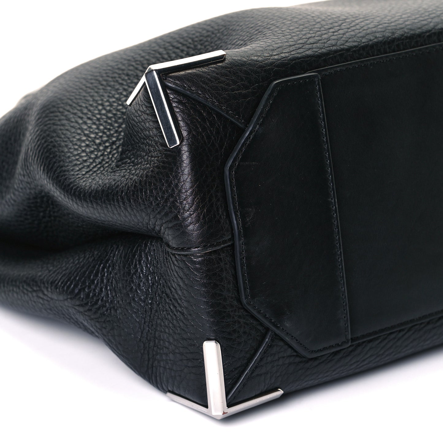 Pebbled Calfskin Large Prisma Skeletal Tote Black Silver Hardware