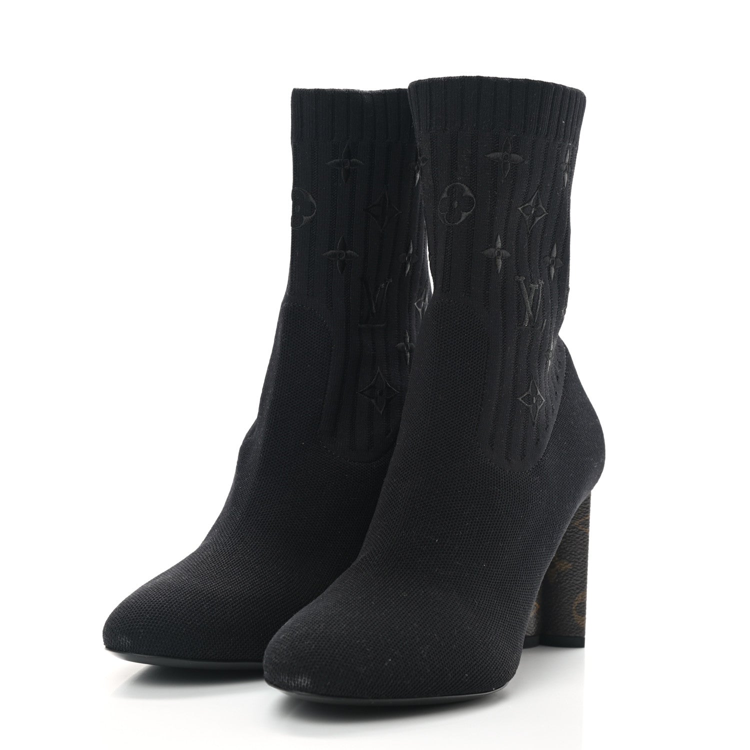 Louis Vuitton Monogram Stretch Fabric Silhouette Ankle Boots 40 Black 3 of 9