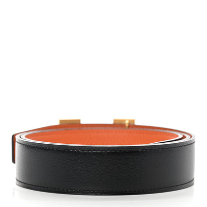 Hermes Box Togo 32mm H Belt 85 Black Orange 2 of 7
