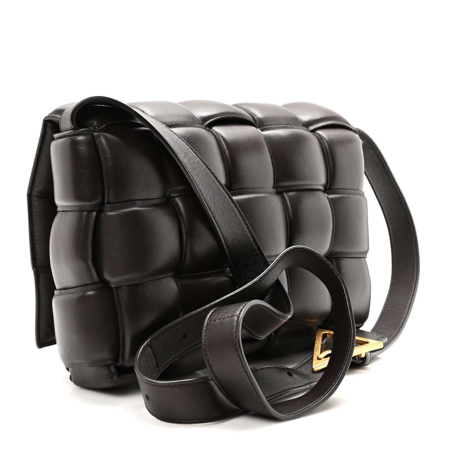 Nappa Maxi Intreccio Padded Cassette Crossbody Bag Fondente
