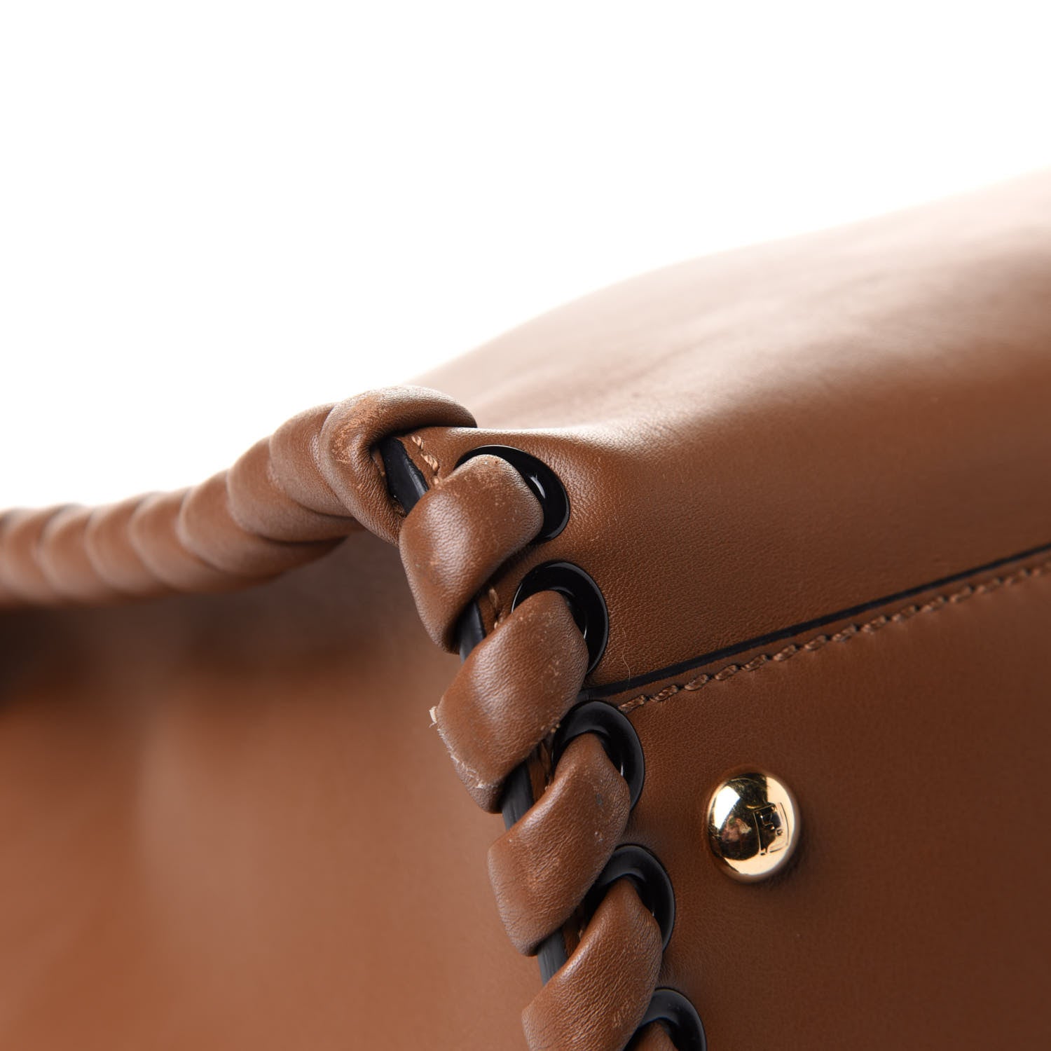 Fendi Calfskin Lace Up Large Peekaboo Iconic Satchel Cognac 10 of 17