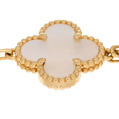 Van Cleef & Arpels 18K Yellow Gold Mother of Pearl 5 Motifs Vintage Alhambra Bracelet 4 of 5