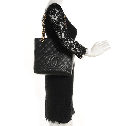 Chanel Caviar Quilted Petit Shopping Tote PST Black 2 of 8