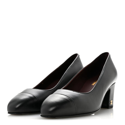 Chanel Lambskin Cap Toe CC Uniform Pumps 35 Black 4 of 11