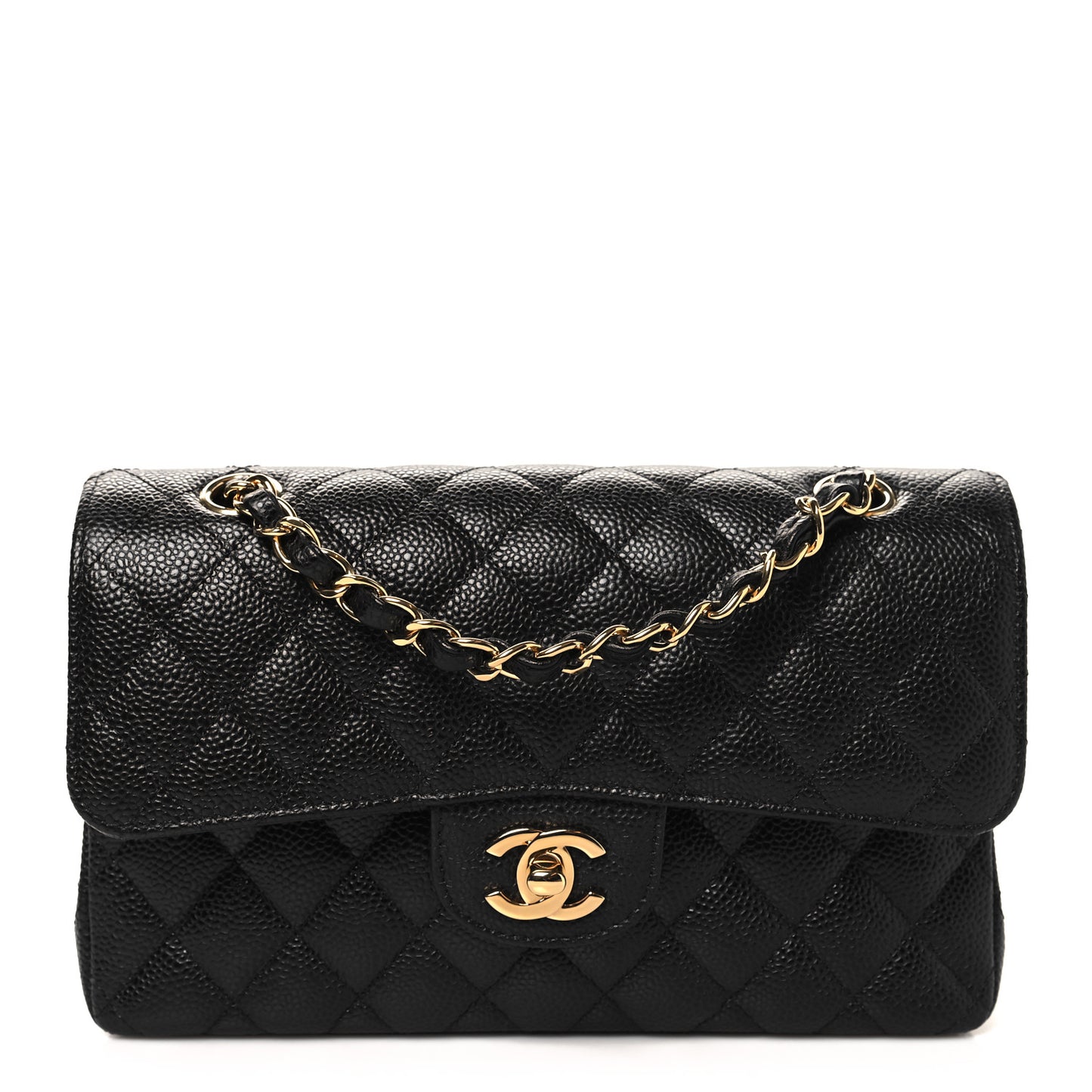 Caviar Quilted Small Double Flap Black