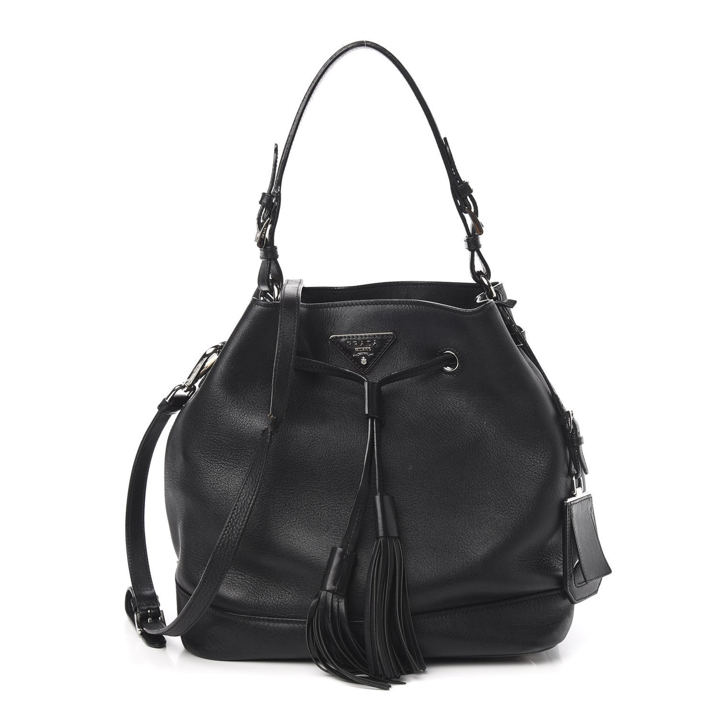 City Calfskin Sport Bucket Bag Black