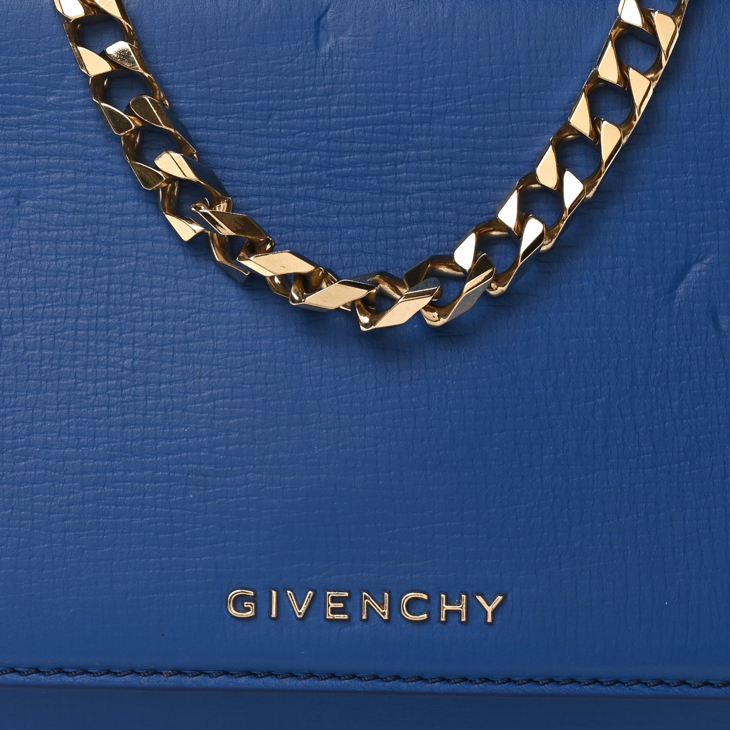 Textured Calfskin Mini Pandora Box Chain Crossbody Bag Blue