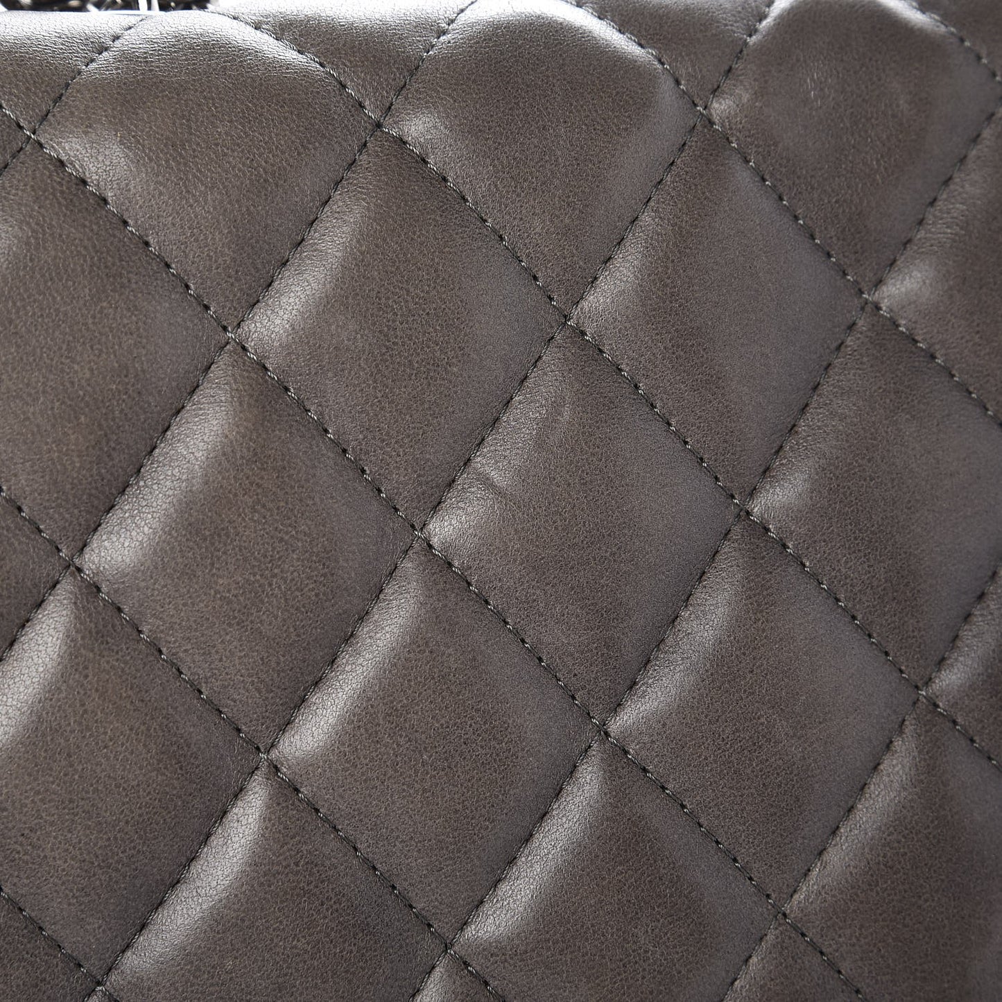 Lambskin Quilted Jumbo Single Flap Dark Grey