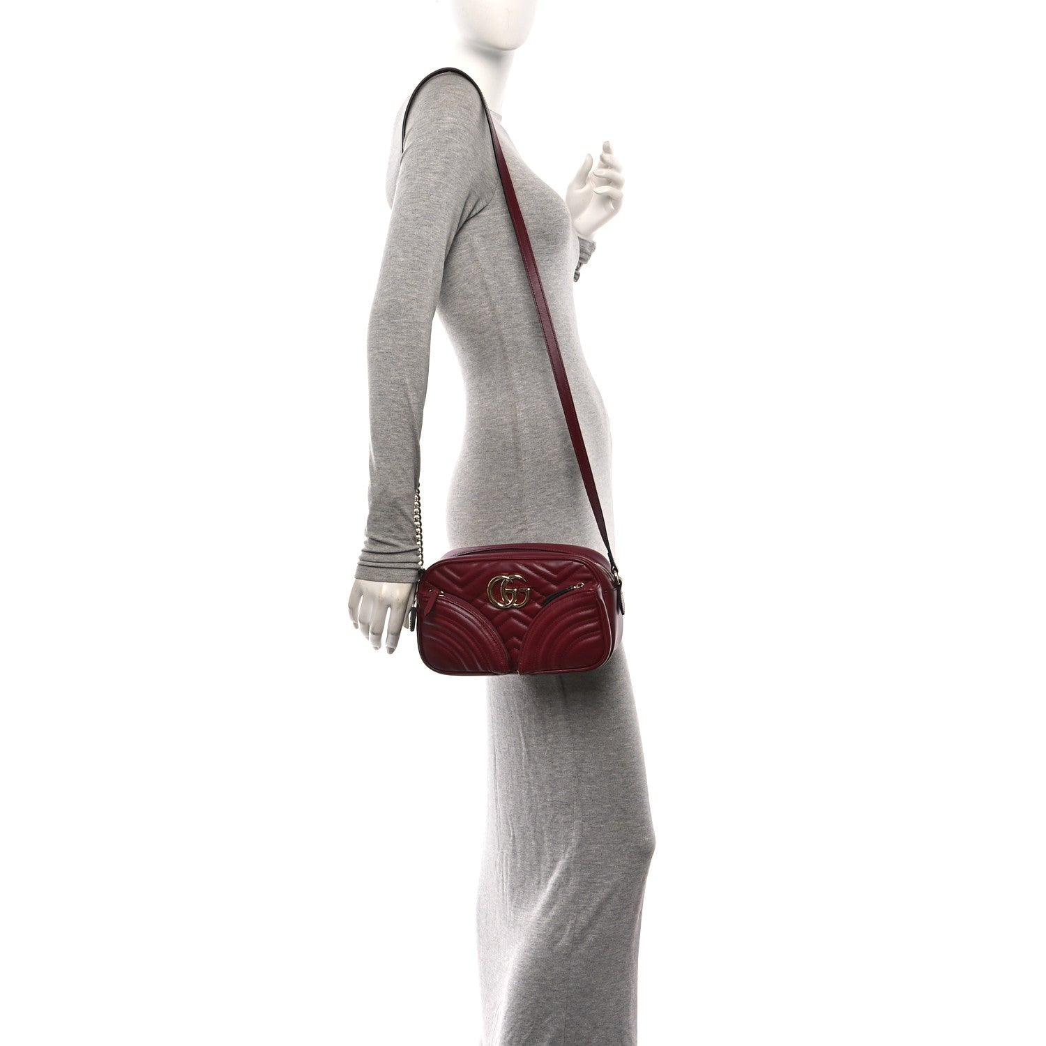 Gucci Calfskin Matelasse Small GG Marmont 2.0 Shoulder Bag Rosso Ancora 2 of 11