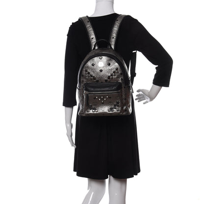 MCM Metallic Visetos Studded Small Stark M Backpack Silver 2 of 11