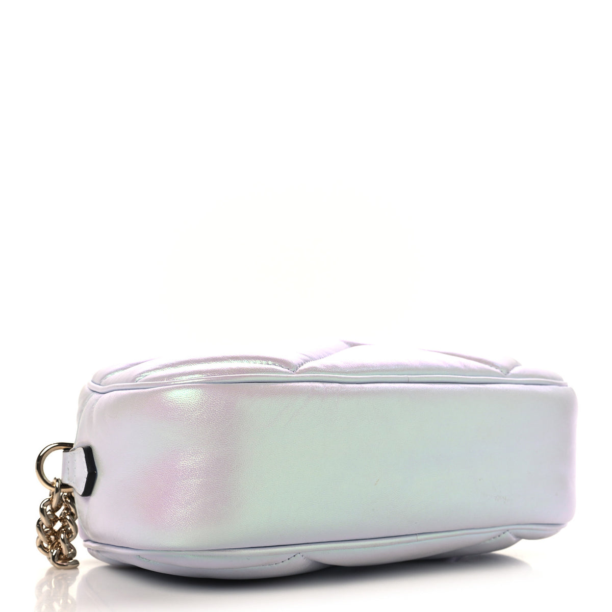 Gucci Iridescent Nappa Chevron Matelasse Small GG Marmont Chain Shoulder Bag Iridescent Snow Light Blue 4 of 11