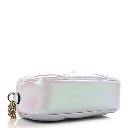 Gucci Iridescent Nappa Chevron Matelasse Small GG Marmont Chain Shoulder Bag Iridescent Snow Light Blue 4 of 11