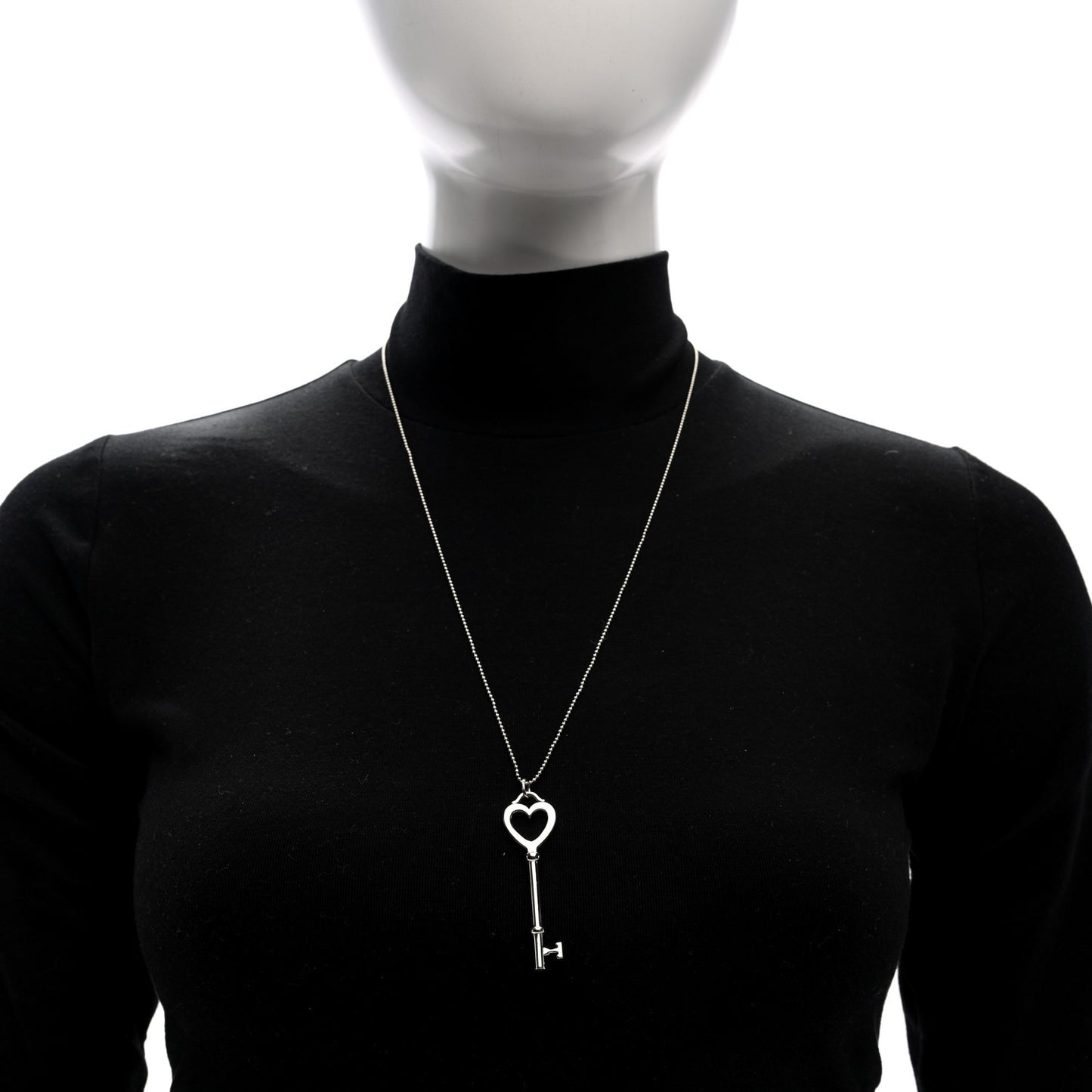 Sterling Silver Small Heart Key Pendant Necklace