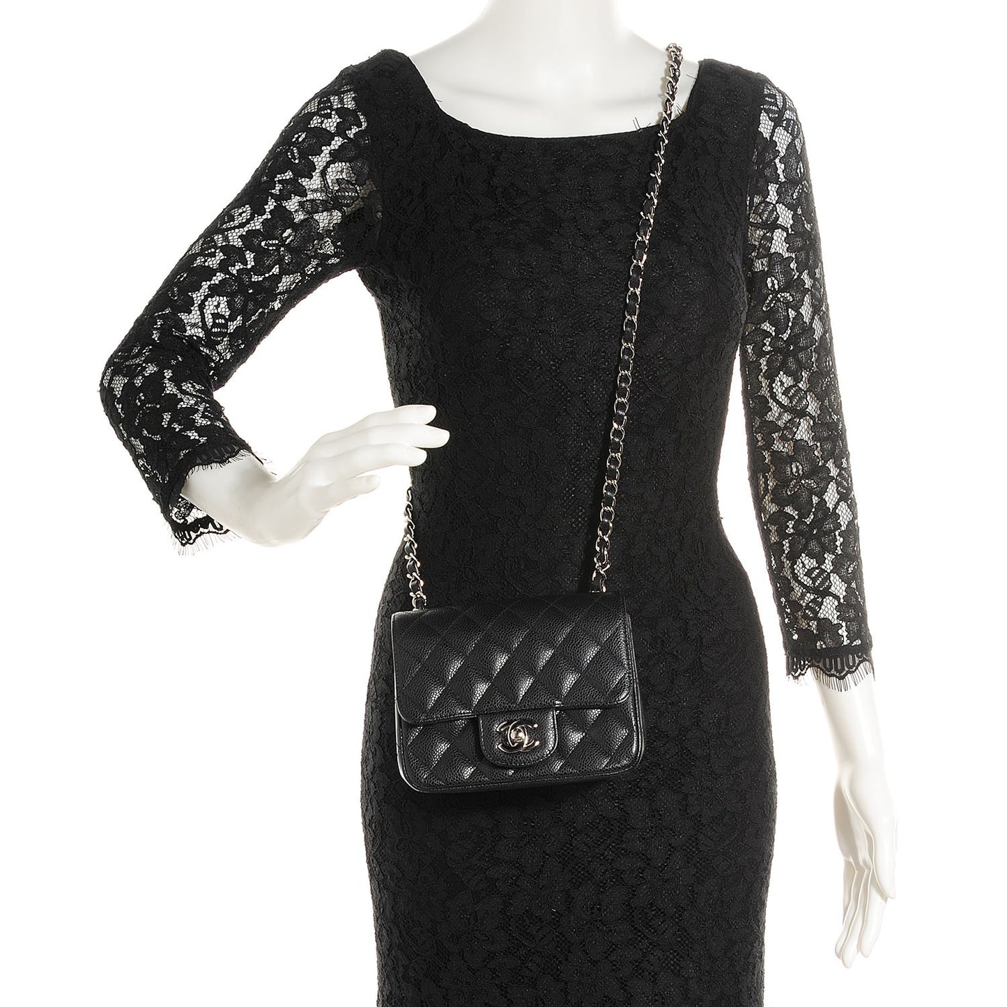 Caviar Quilted Mini Square Flap Black