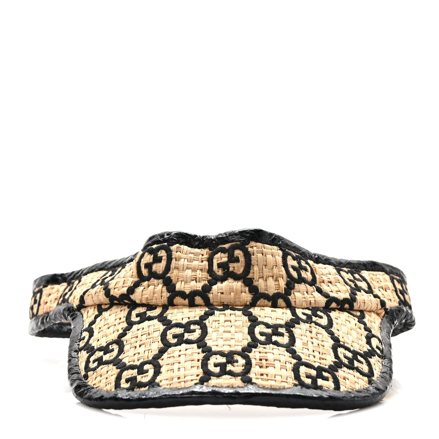 Raffia Elaphe GG Monogram Embroidered Afraa Visor M Ivory Black