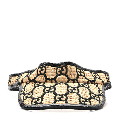 Gucci Raffia Elaphe GG Monogram Embroidered Afraa Visor M Ivory Black 2 of 7