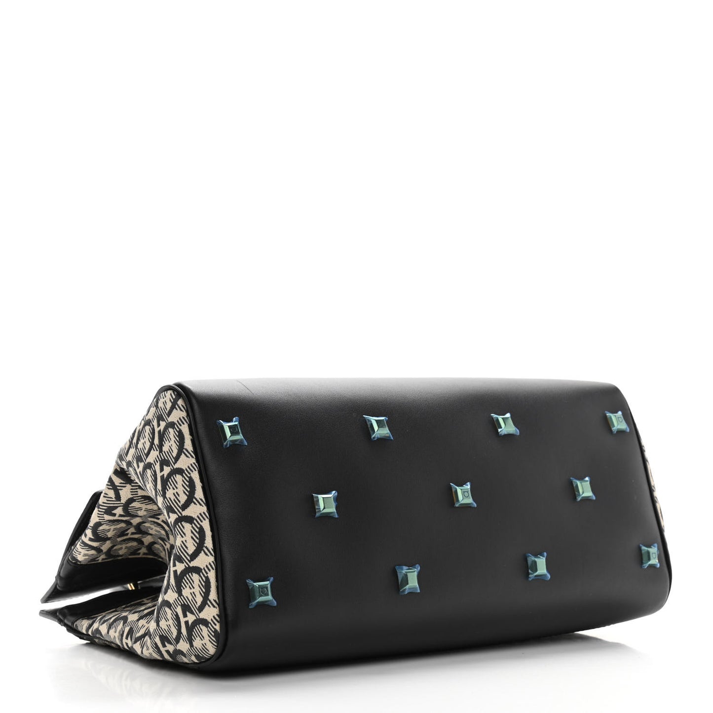 Canvas Calfskin Gancini The Studio Bag Black Beige